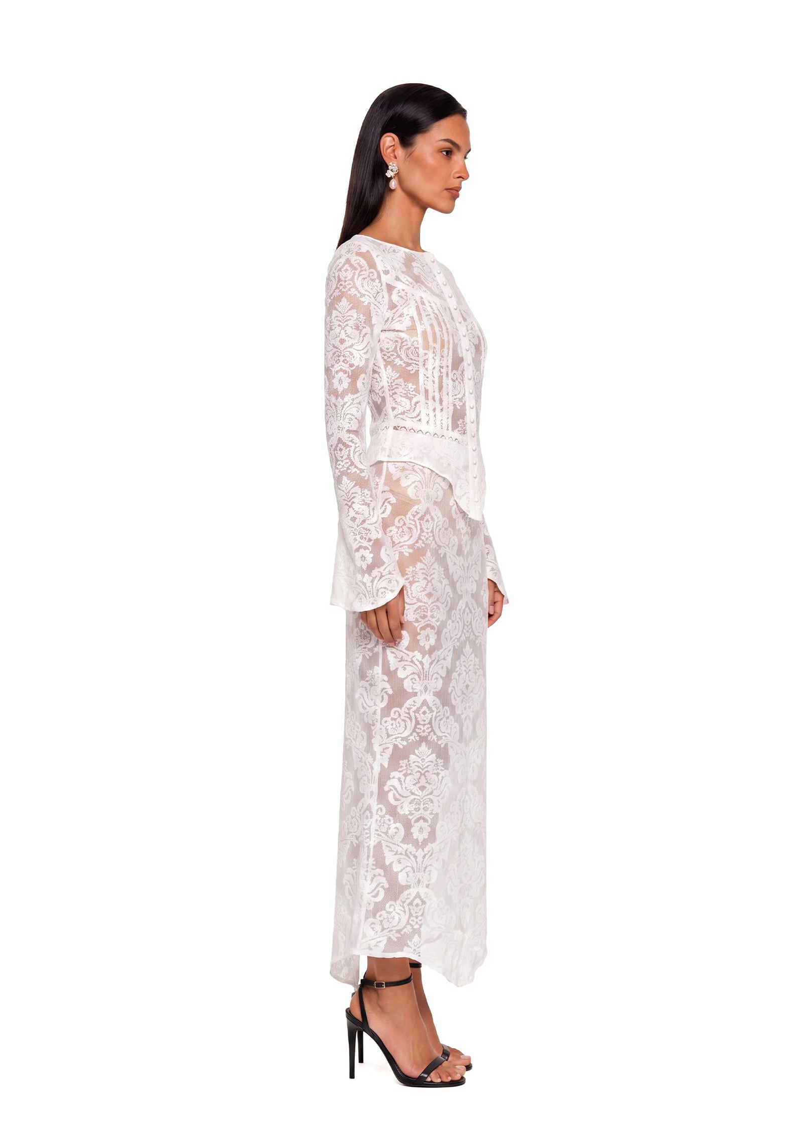 Wajid Lace Top &  Maxi Skirt Two Piece Set