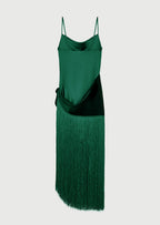 Tassel Satin Patchwork Maxi Dress