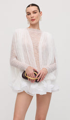 Lace Semi Sheer Ruffled Mini Dress