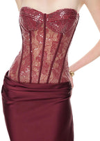 Bedwyr Sequined Lace Maxi Dress In Red