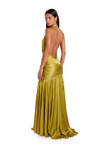 Kabibe Halter Neck Open Back Maxi Dress In Yellow