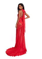 Qismah Sleeveless Halter Neck Maxi Dress In Red