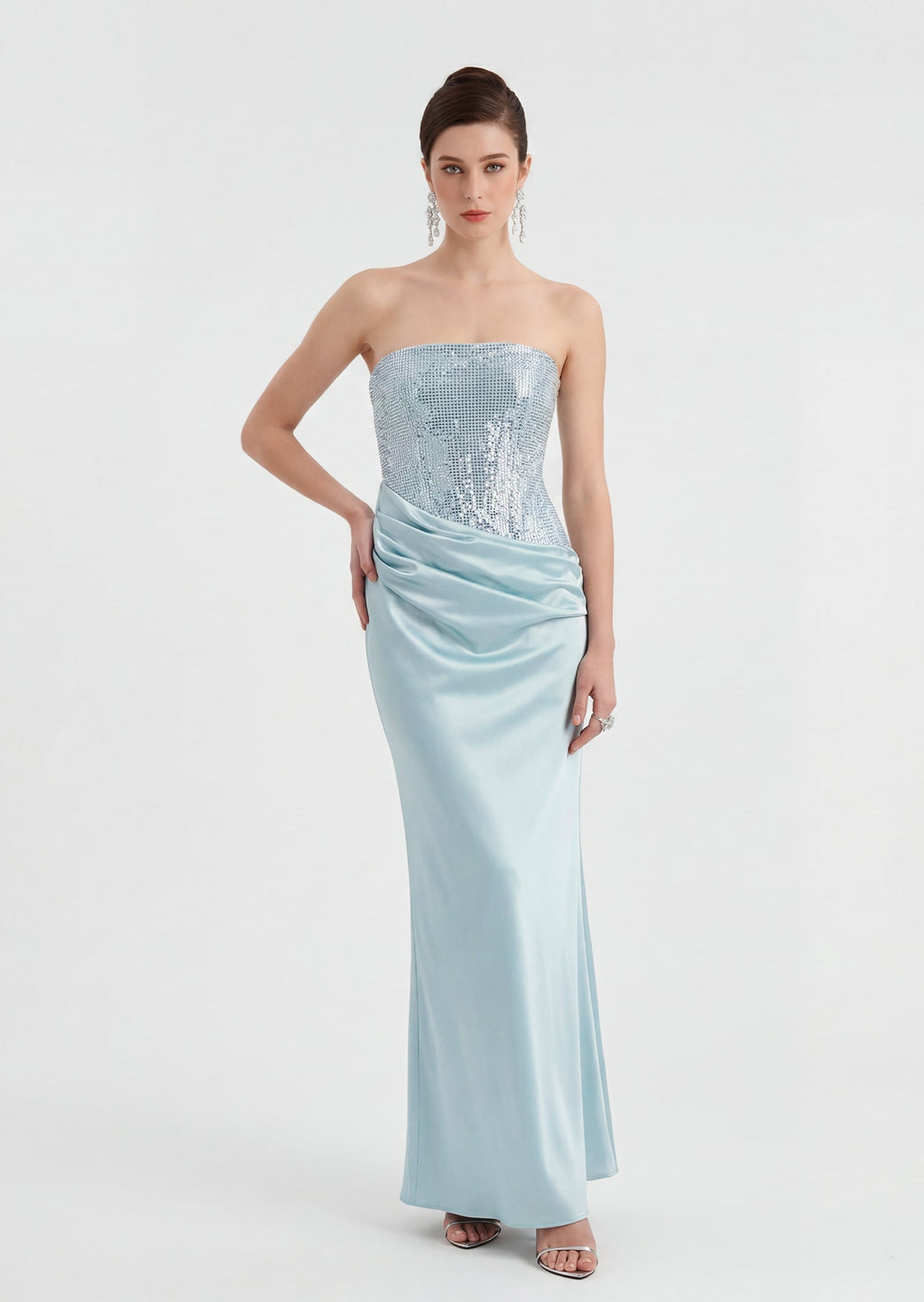 Quinn Satin Sequined Maxi Dress