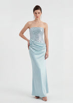 Quinn Satin Sequined Maxi Dress