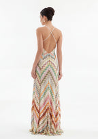 Brian Open Back Crochet Knit Maxi Dress