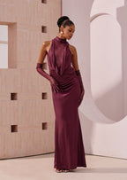 Lace Bodice Ruched Maxi Dress
