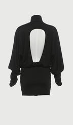 High Neck Backless Mini Dress In Black
