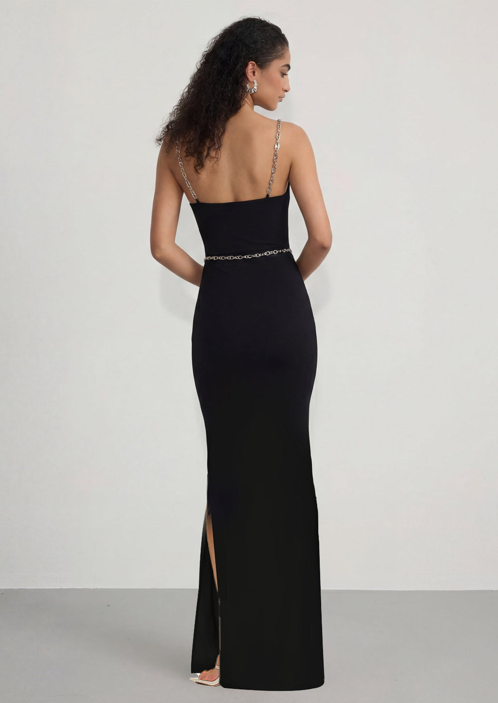 Sleeveless Chain Maxi Dress In Black