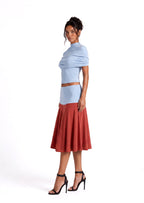 Mamie High Neck Top & Color Blocked Skirt Set