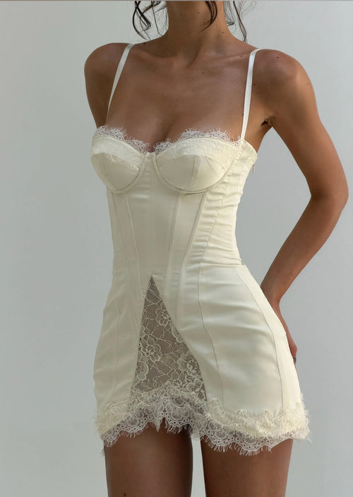 Satin Corset-Inspired Mini Dress