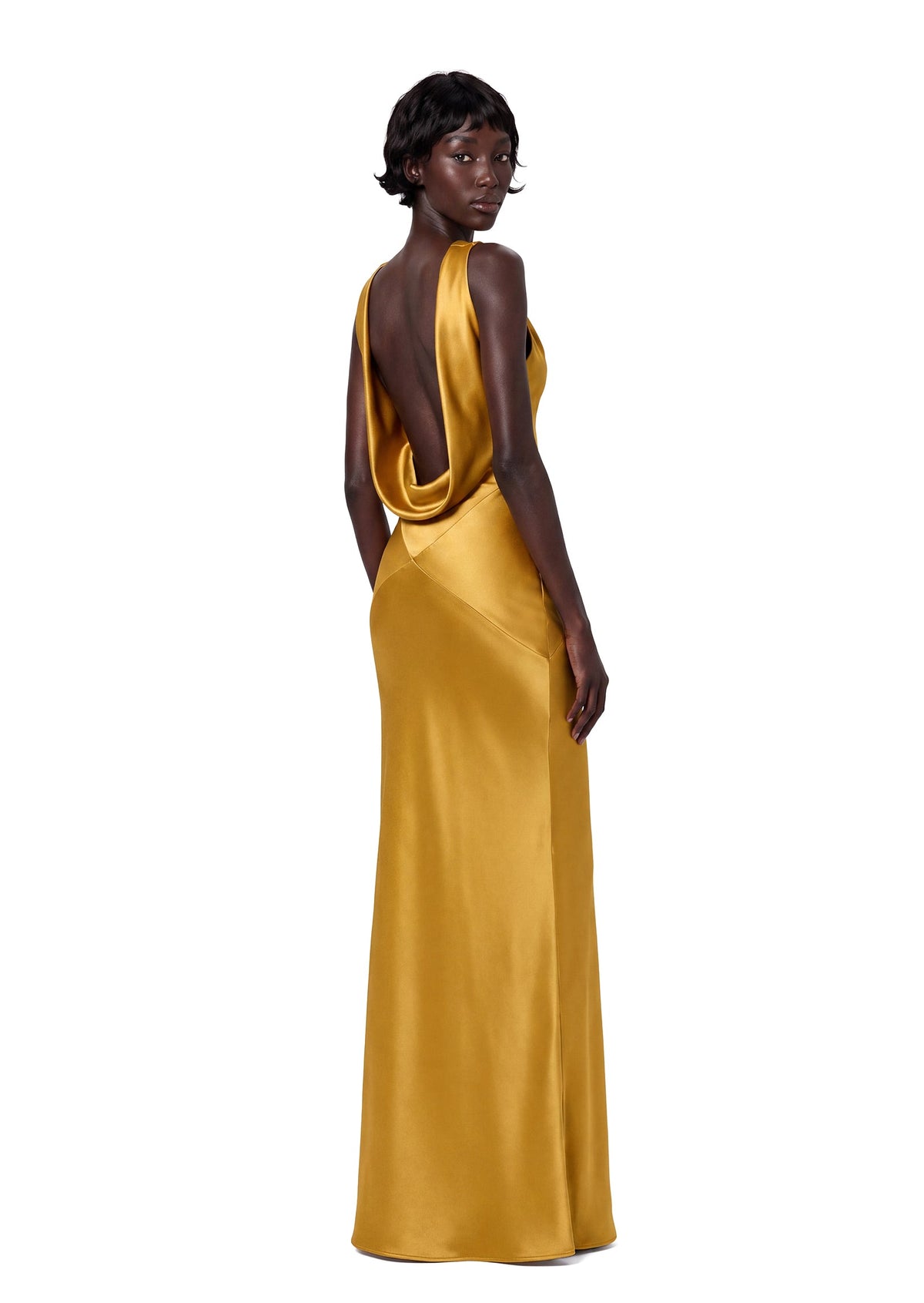 Tacita Satin Backless Maxi Dress In Gold