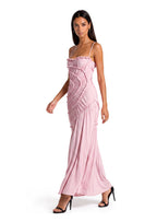 Laasya Sleeveless Satin Maxi Dress In Pink
