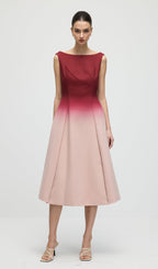 A Line Ombre Wine Midi Dress