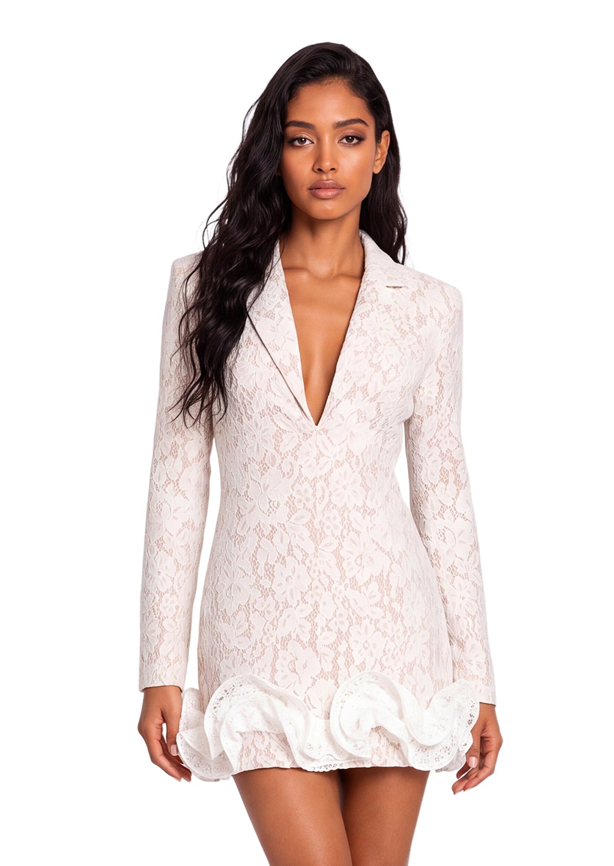 Fabian V-neck Lace Blazer Mini Dress