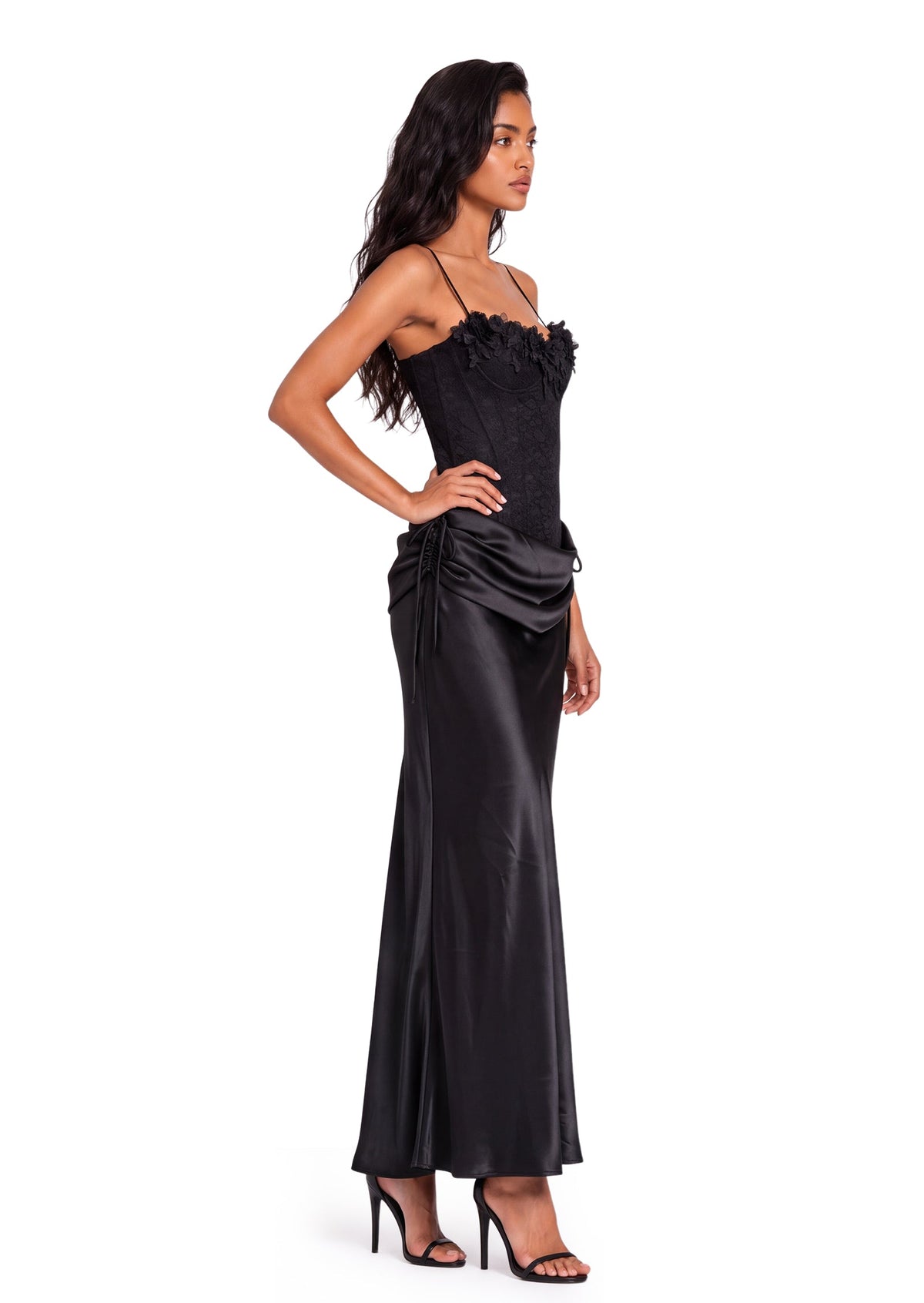 Eastwood Satin Maxi Dress In Black