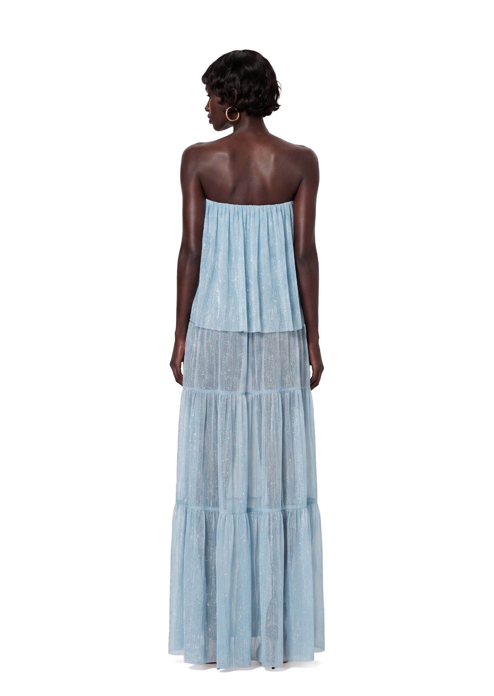 Chasya Strapless Top & Skirt Set With Subtle Shimmer