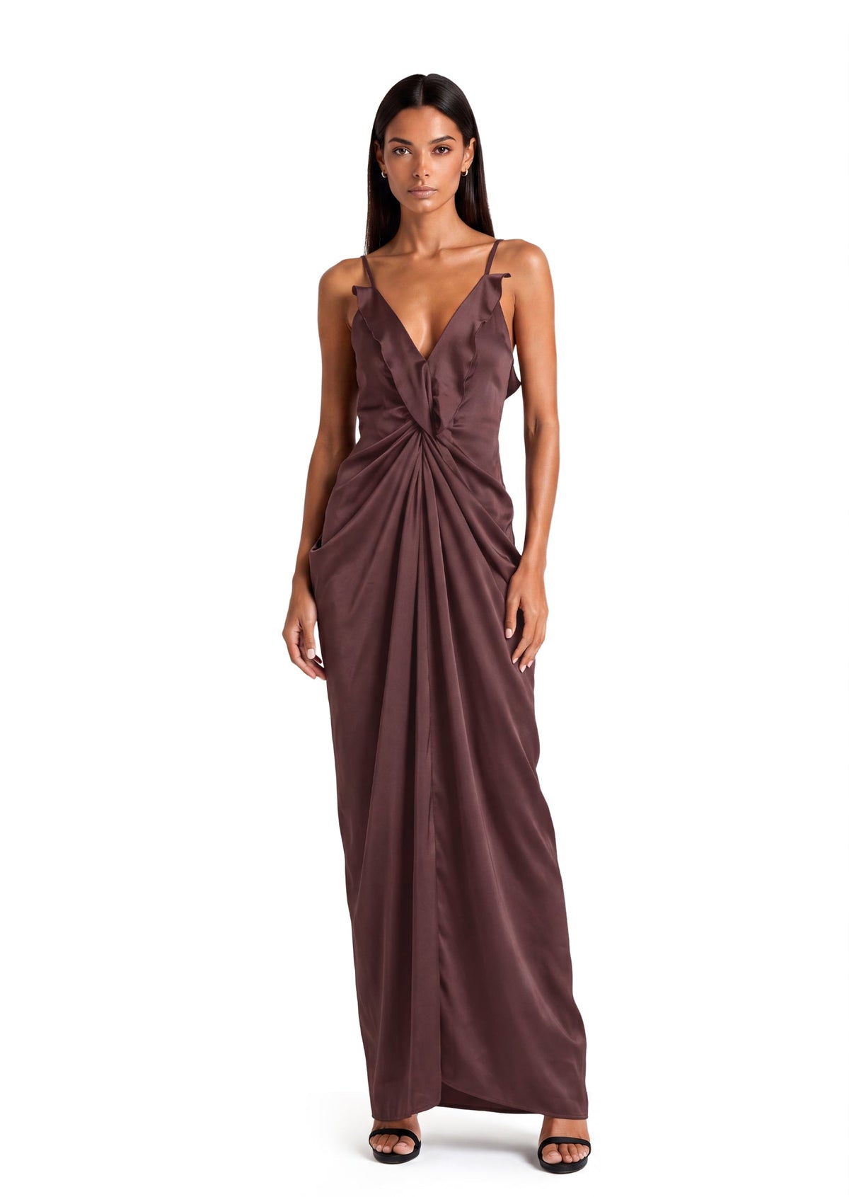 Cage V Neck Sleeveless Maxi Dress