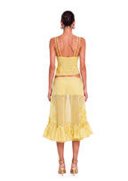 Jacinthe Top With Ruffled Lace Skirt Set In Yellow