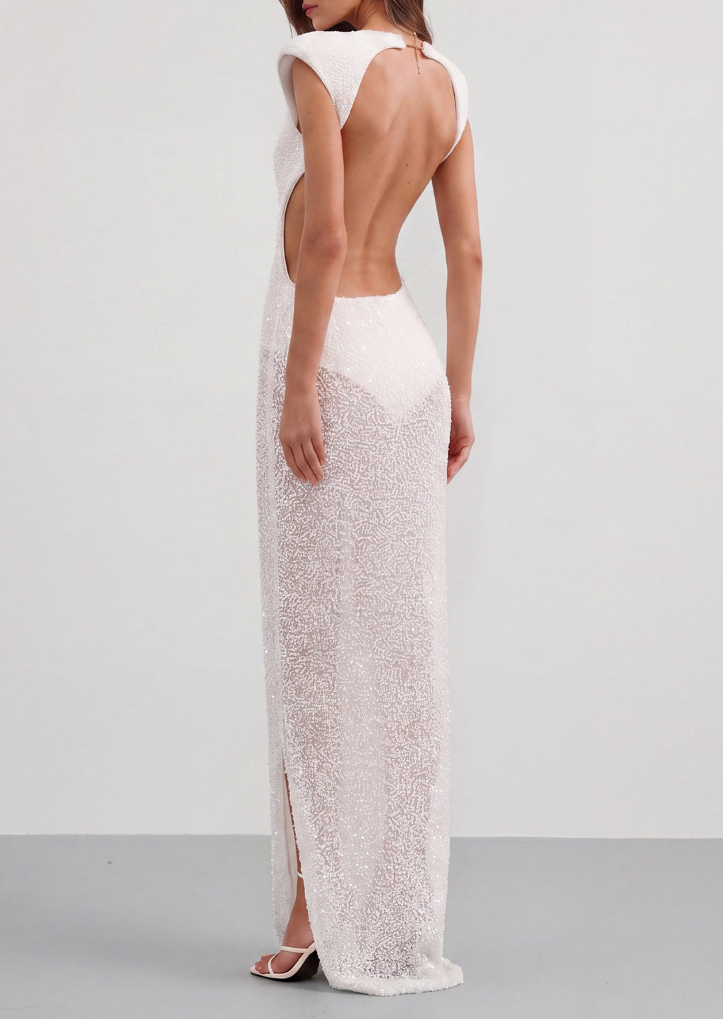 Cambya Sequined Maxi Dress In White