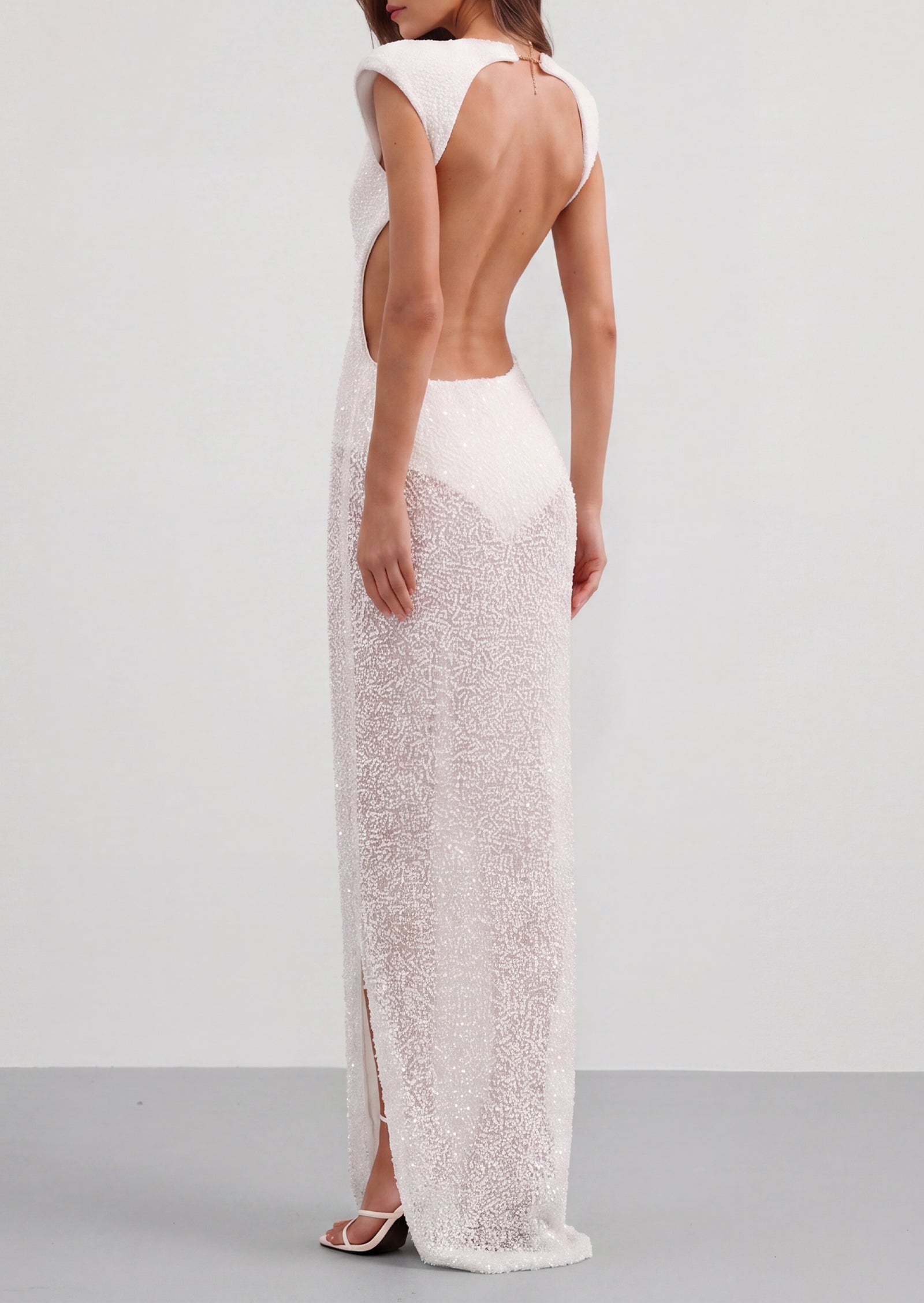 Cambya Sequined Maxi Dress In White