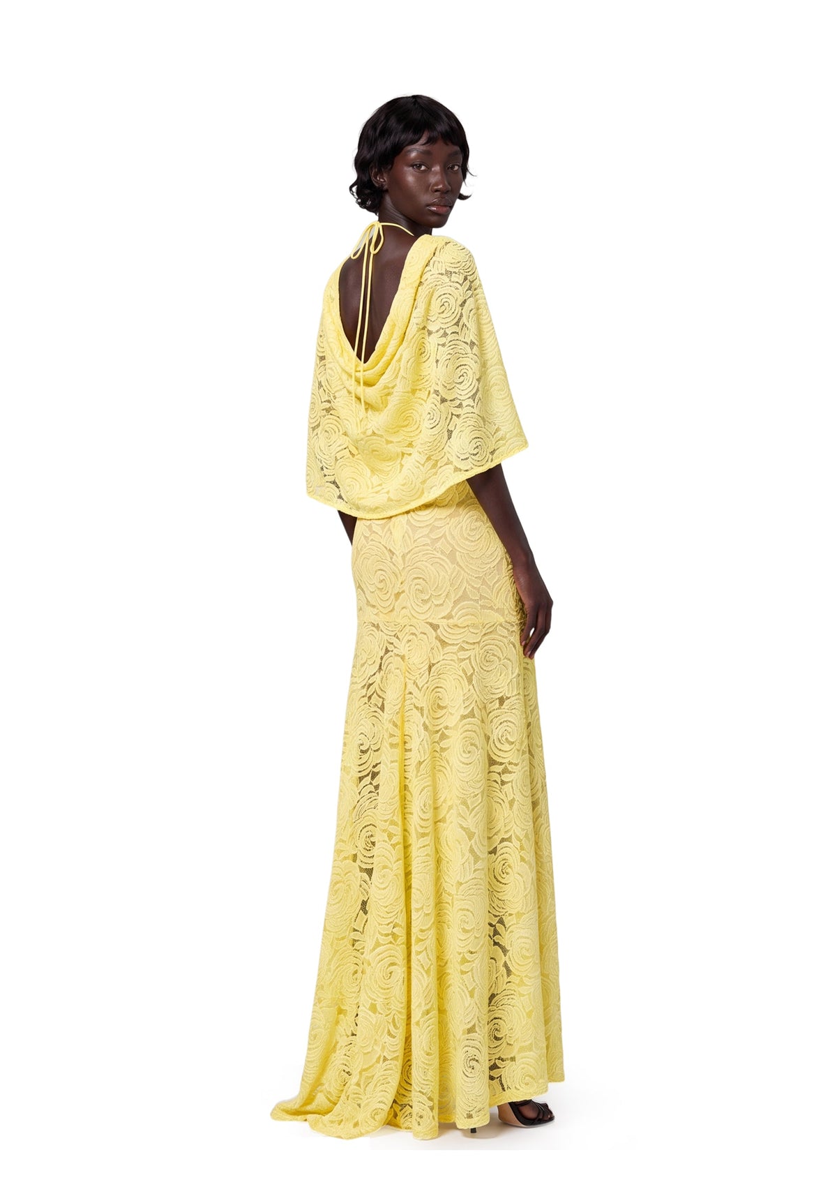 Kabili Round Neck Lace Maxi Dress In Yellow