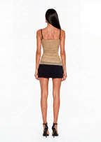 Yaal Mesh Pleated Color-Blocked Mini Dress