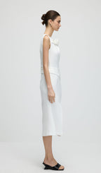 Sleeveless Flower Ruched Slit Midi Dress
