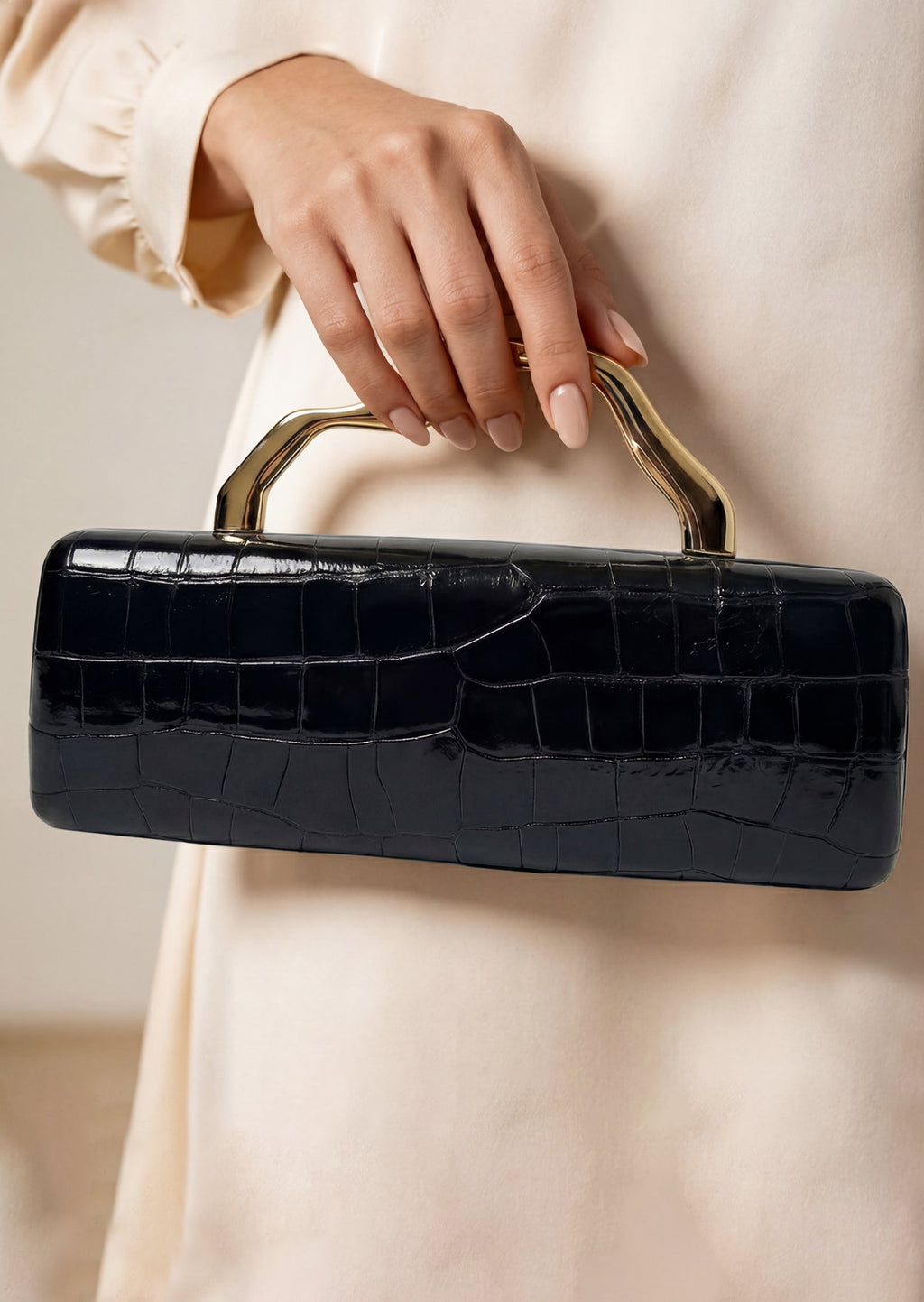 Eloura Croc-Effect Top Handle Bag In Black