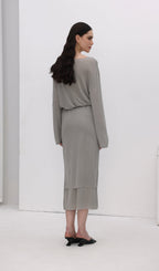 Long Sleeve Midi Skirt Two Piece Sets
