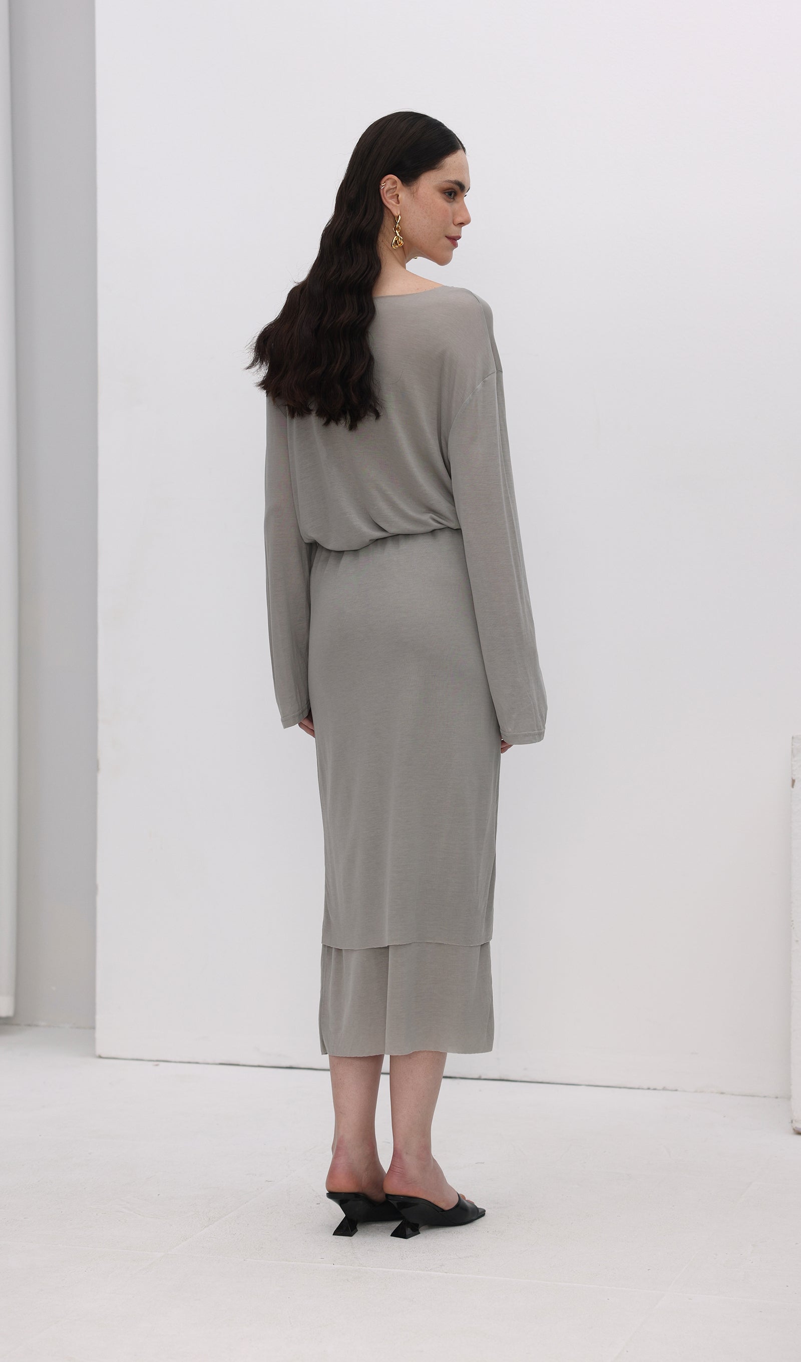 Long Sleeve Midi Skirt Two Piece Sets