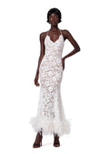 Nadda Rhinestone Chain Lace Maxi Dress