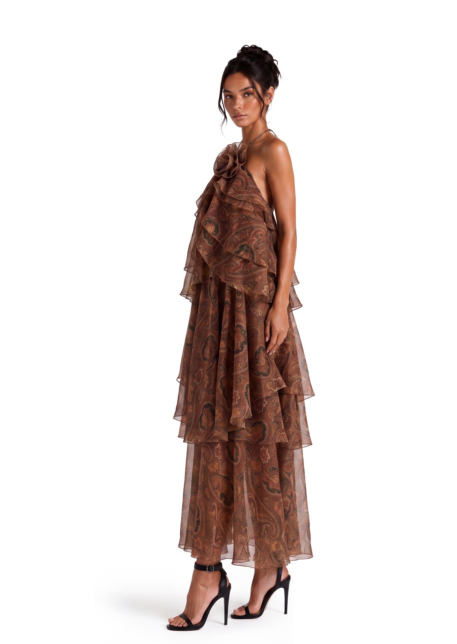 Adjatay Layered Maxi Dress In Brown