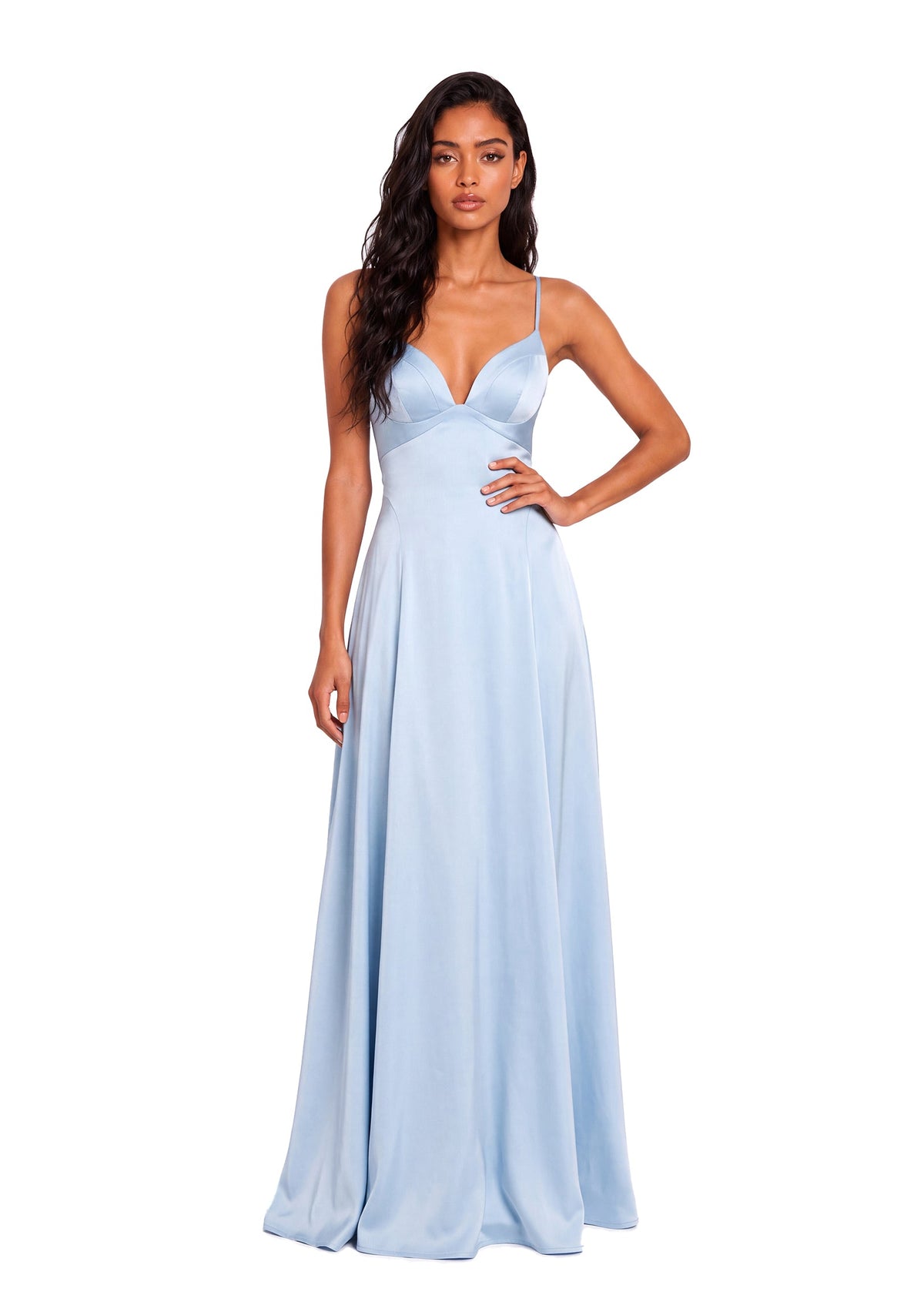 Taber Satin Maxi Dress In Blue