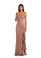 Liluye Slit Ruffle Lace Maxi Dress