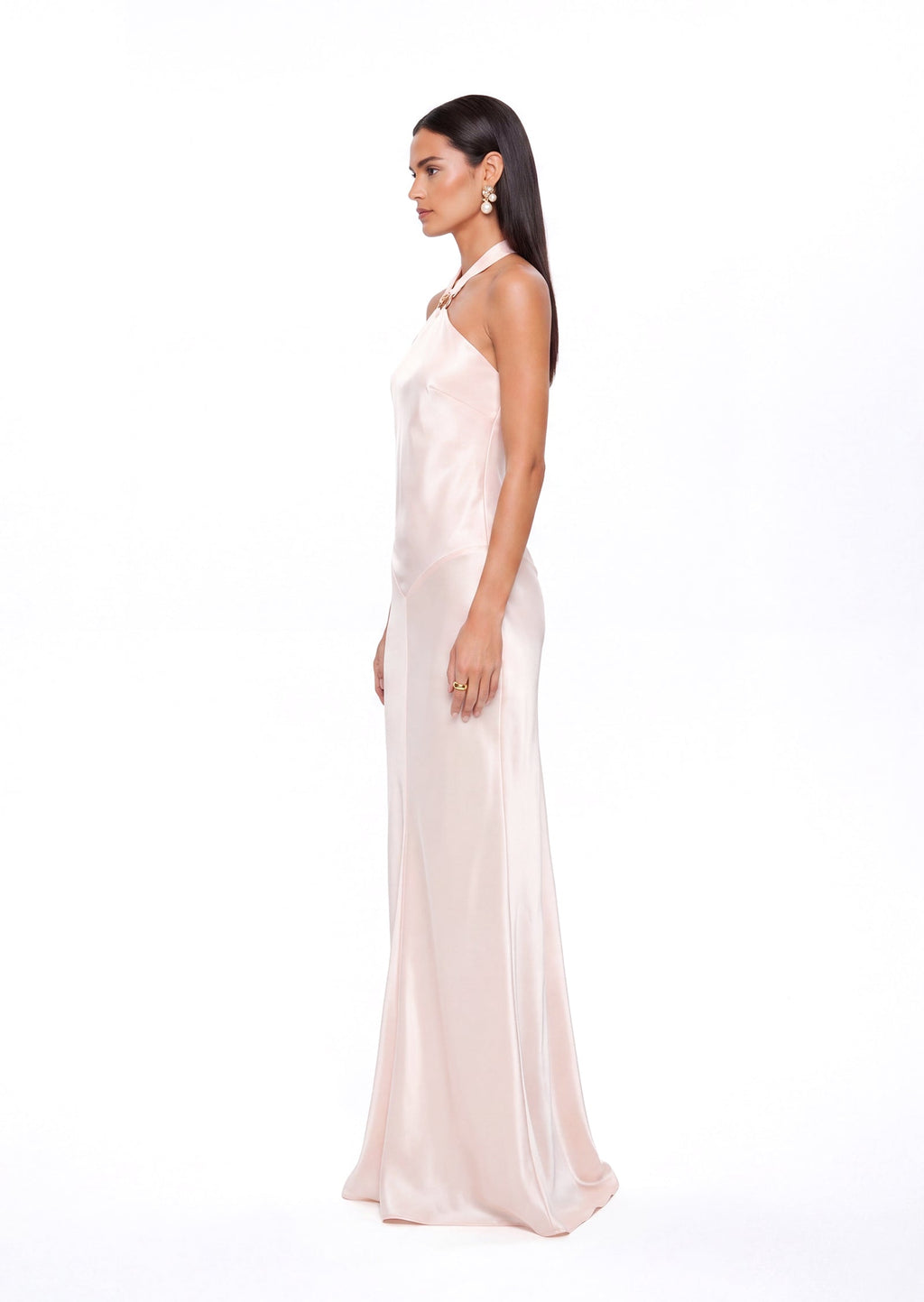 Aretha Satin Open Back Maxi Dress In Pink