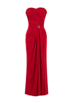 Wachiwi Strapless Stretch Maxi Dress In Red
