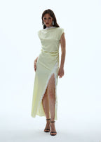 Lotta Satin Lace-Trim Maxi Dress