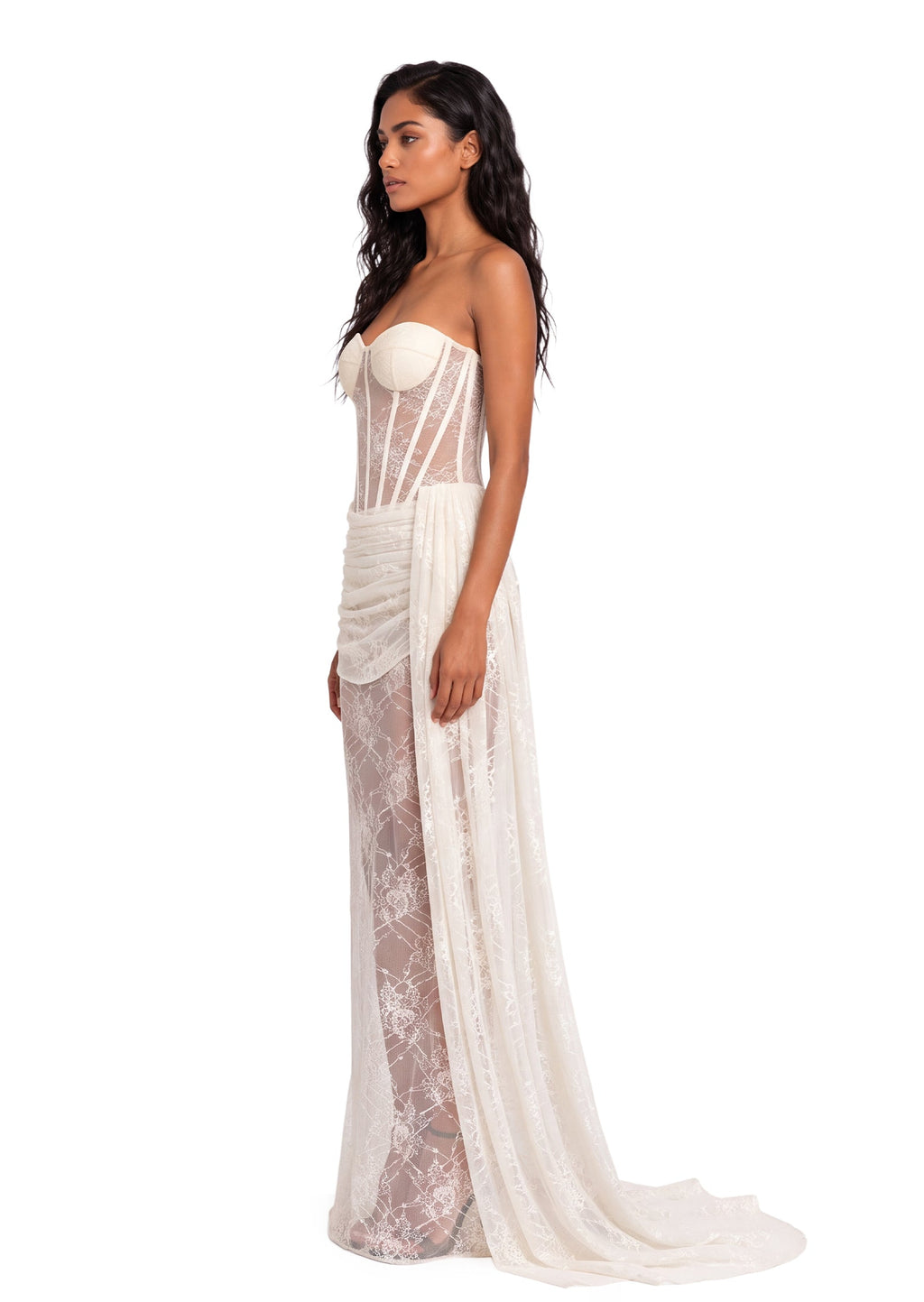 Jacob Strapless Lace Maxi Dress