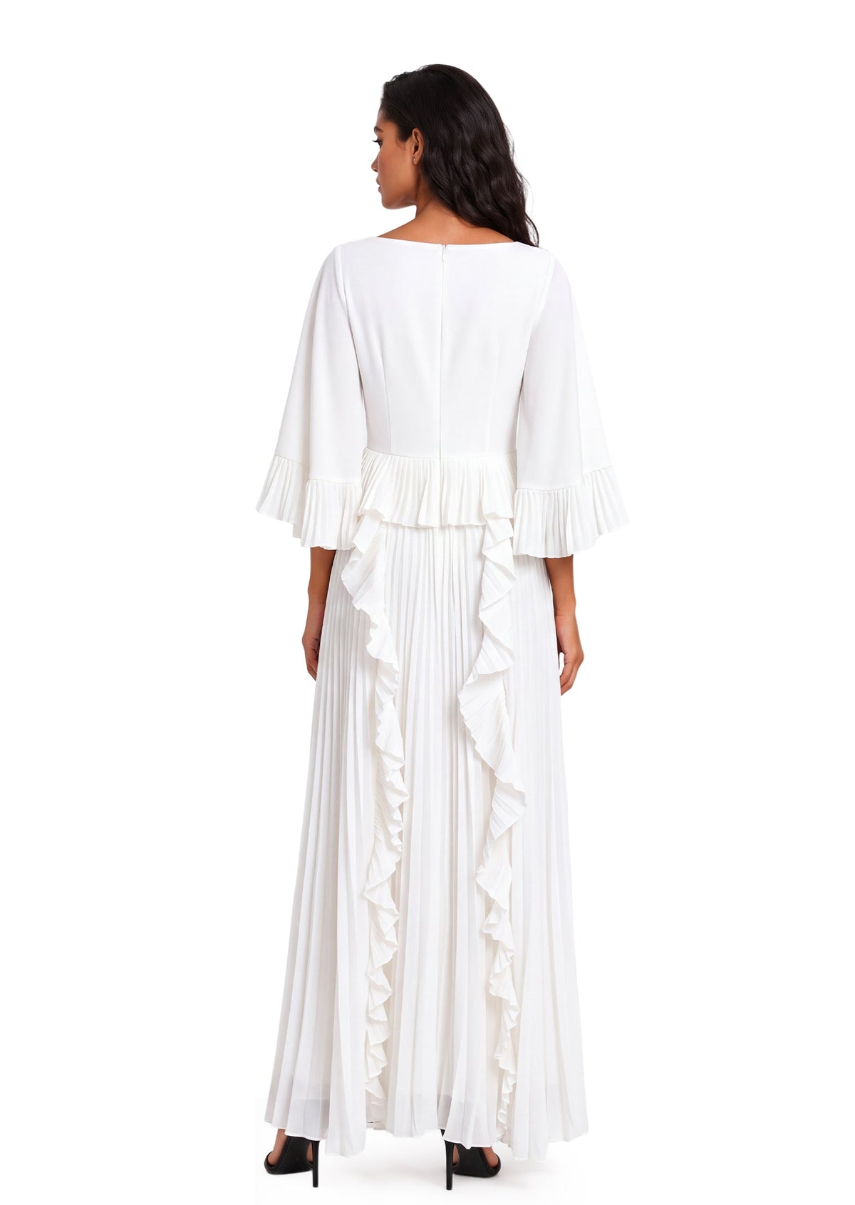 Jadon Sheer Ruffle Sleeve Maxi Dress