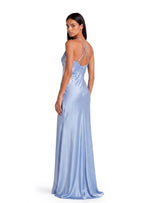 Fife Lace Satin Maxi Dress In Blue