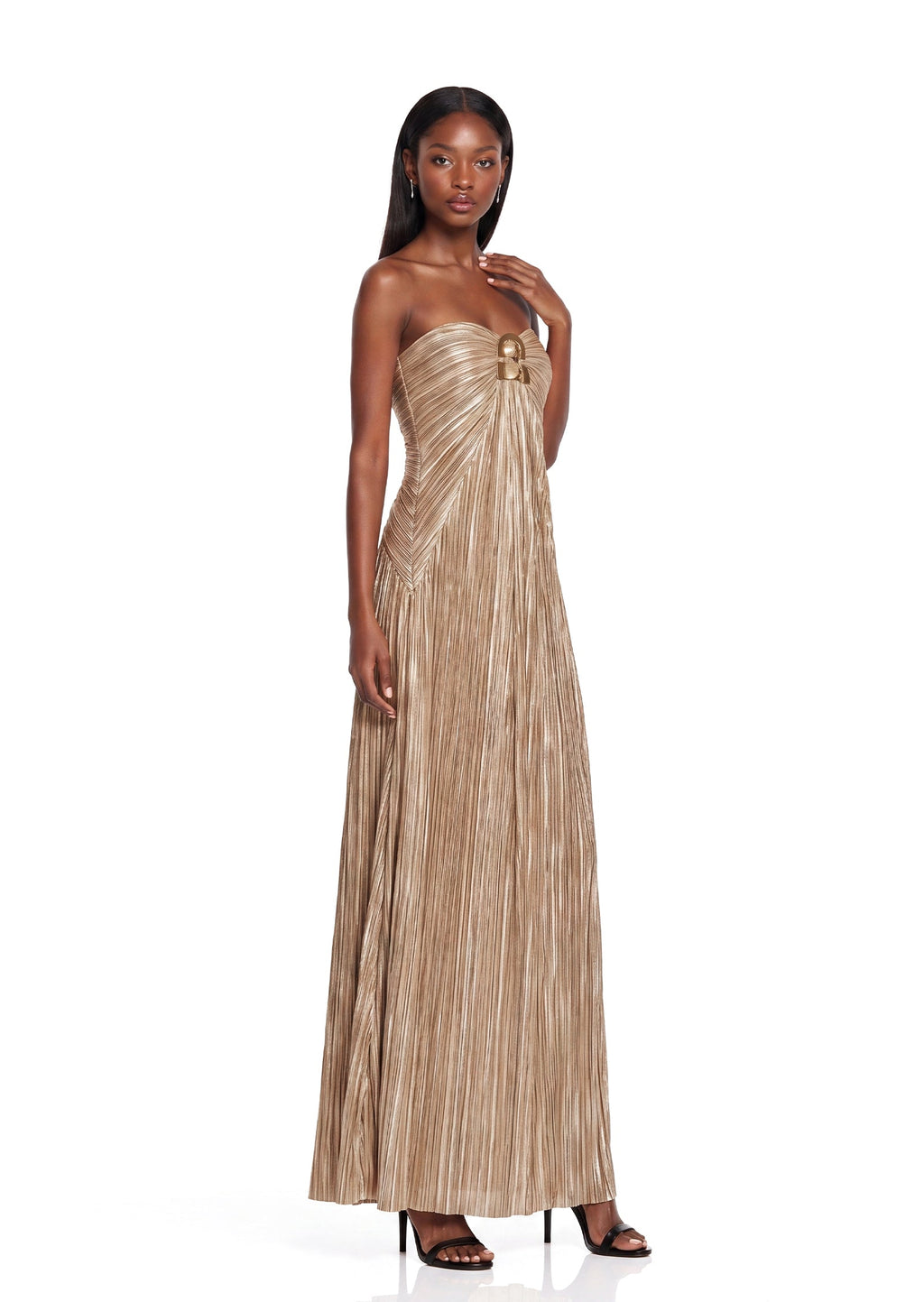 Valeriy Strapless Plissé Maxi Dress