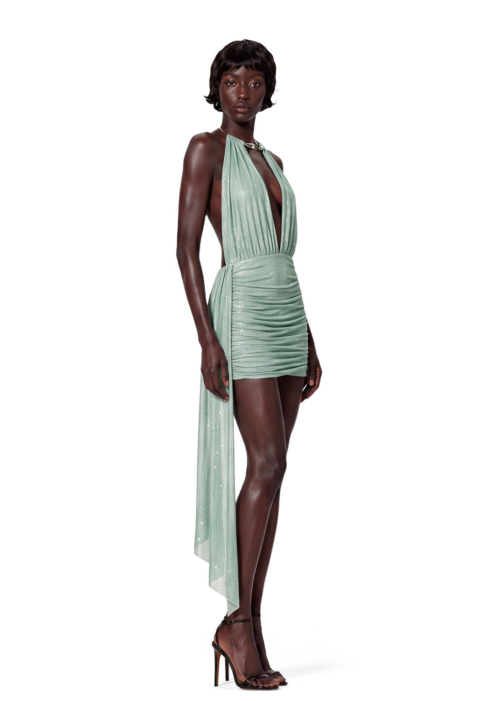 Obioma Sequin Mini Dress In Mint Green
