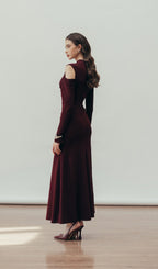 Solid Fitted Draped Maxi Dress