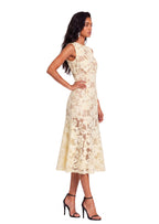 Zalman Round Neck Sleeveless Lace Midi Dress