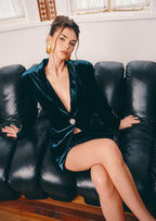 Deep V Neck Velvet Suit