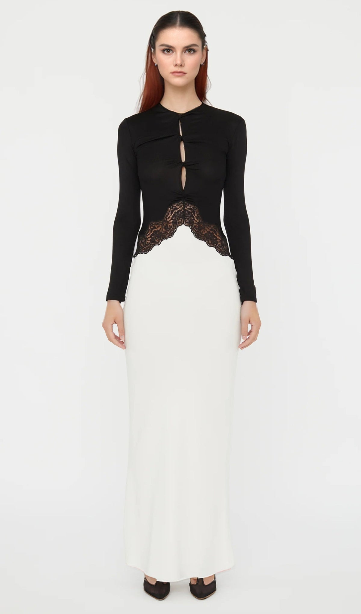 Open Twist Lace Maxi Dress
