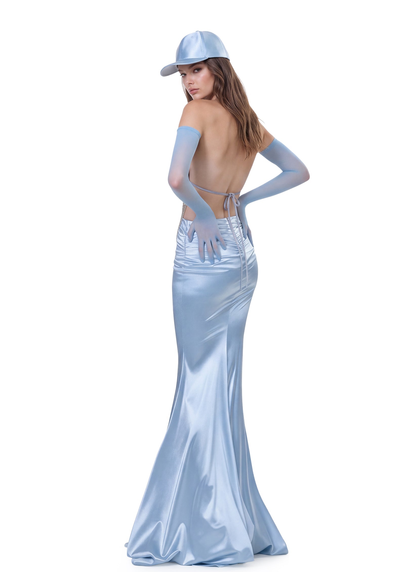 Qabil Tasseled Rhinestone Mermaid Skirt Set