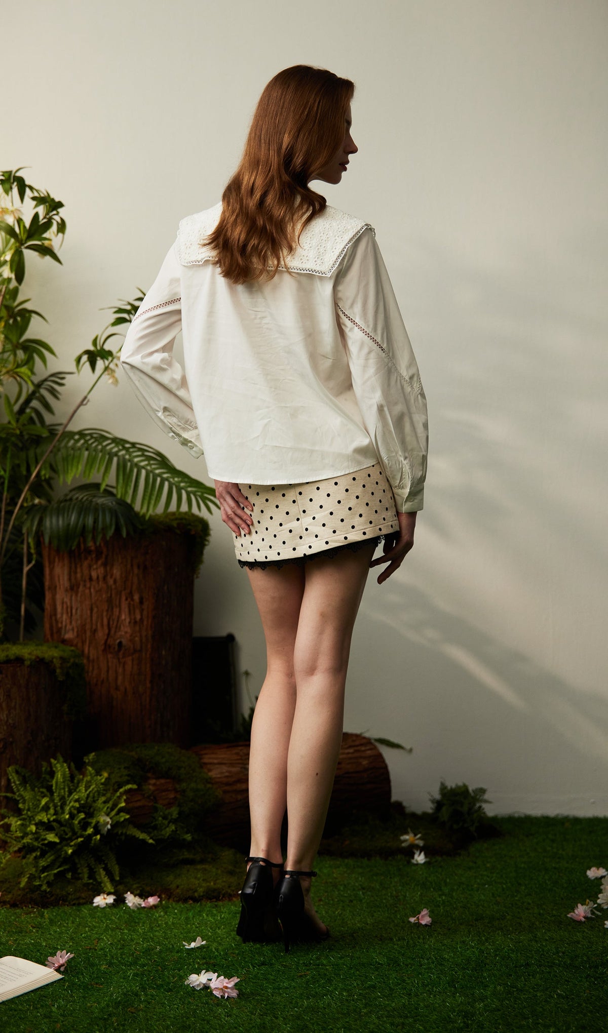 Navy Collar Shirt With Bow