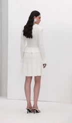Hollow Ruffle Knite Mini Dress