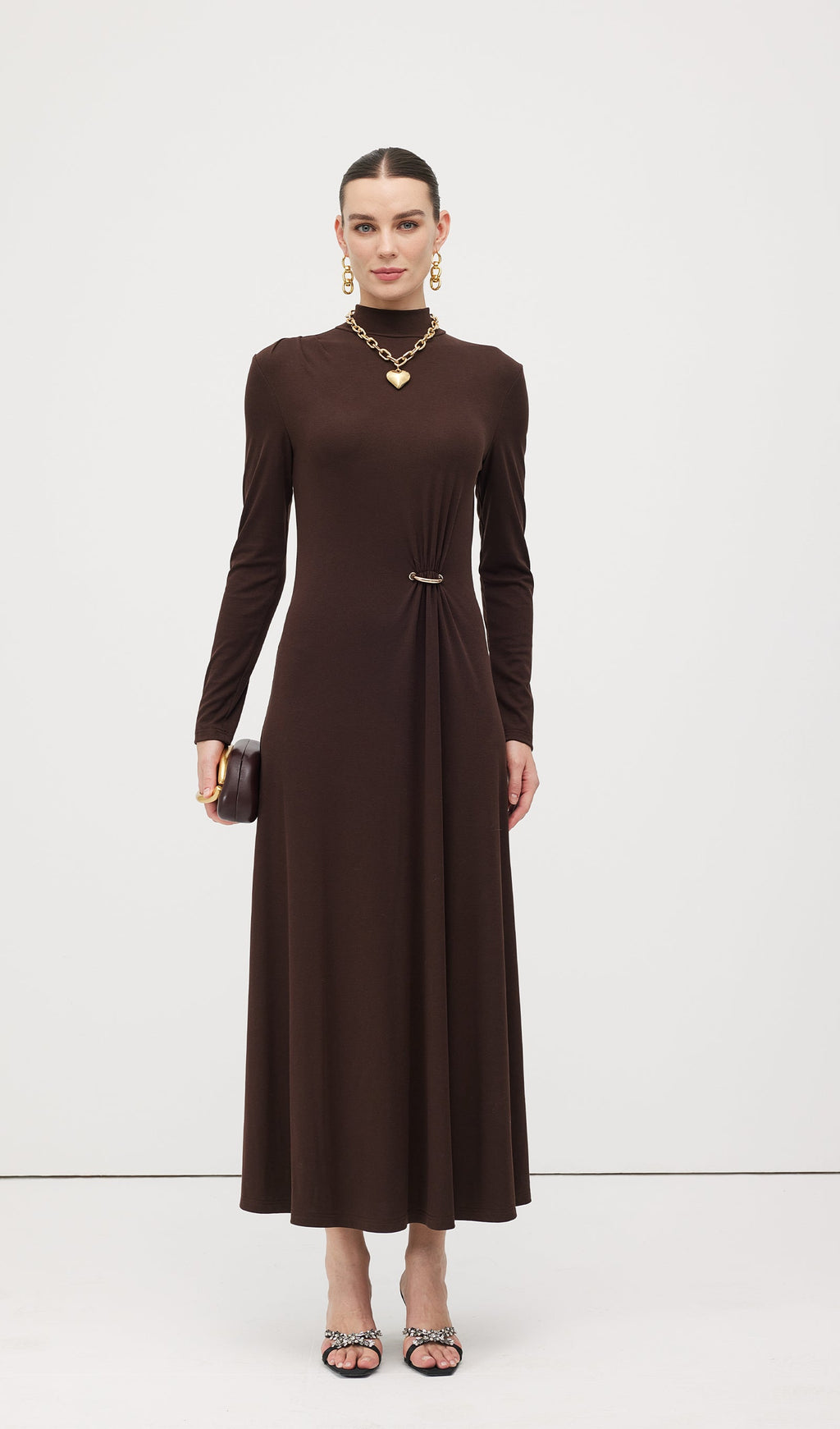 Jersey Metallic Decor Maxi Dress
